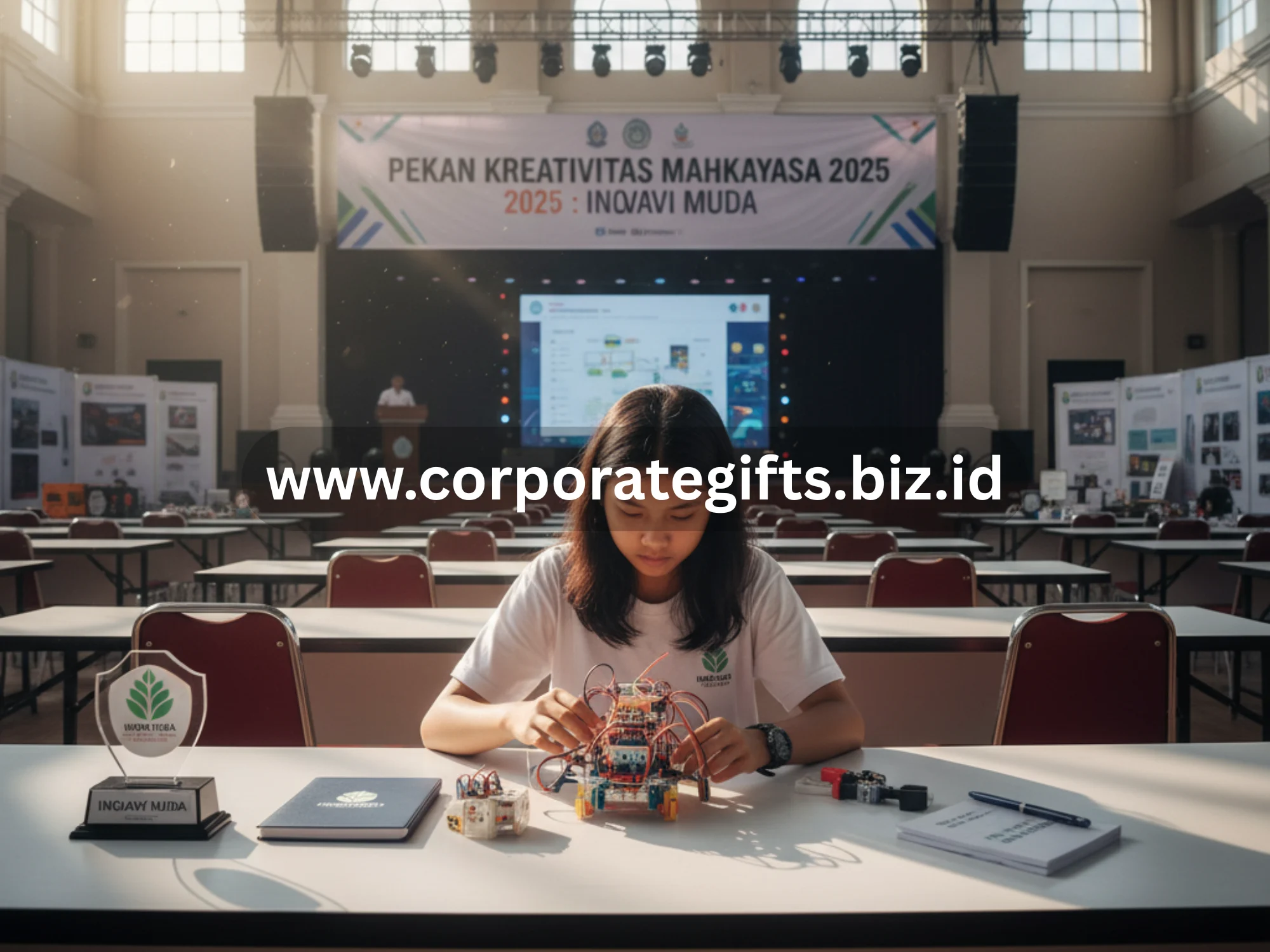 Siswa mengikuti lomba kreatif di aula sekolah